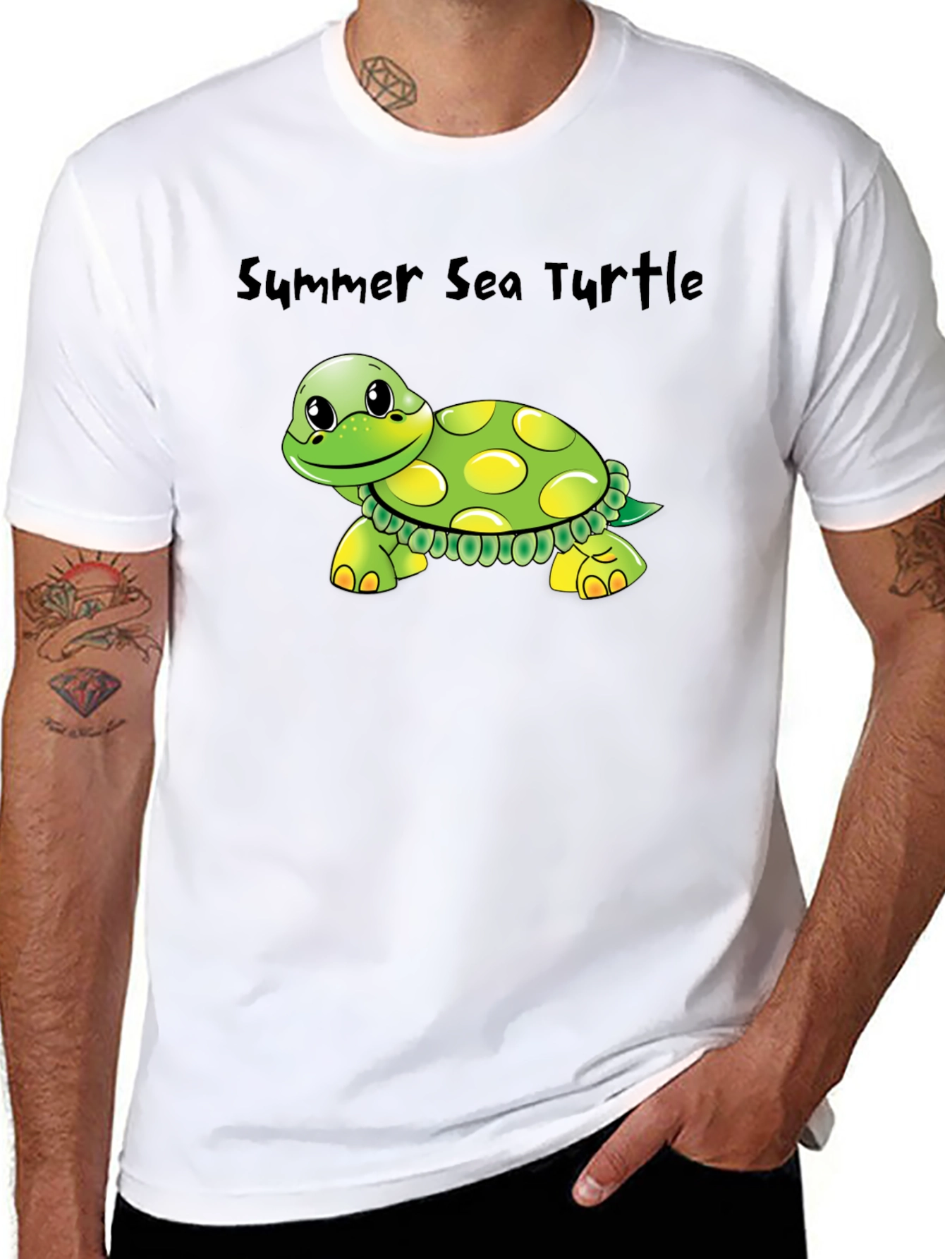 Summer Sea Turtle Graphic Tee - Soft Cotton Blend
