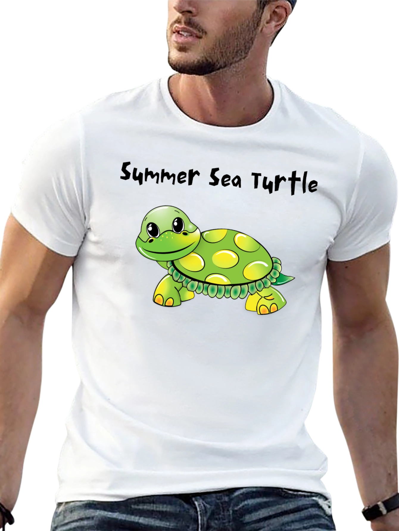 Summer Sea Turtle Graphic Tee - Soft Cotton Blend