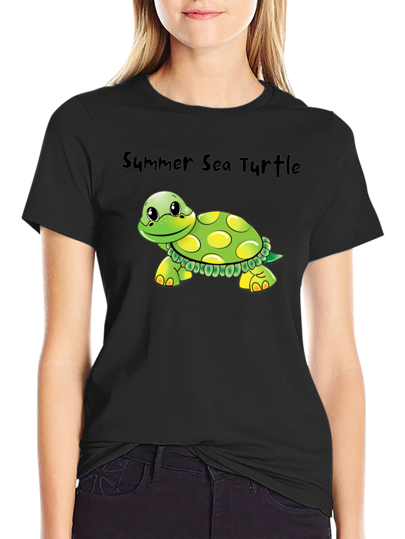 Summer Sea Turtle Graphic Tee - Soft Cotton Blend