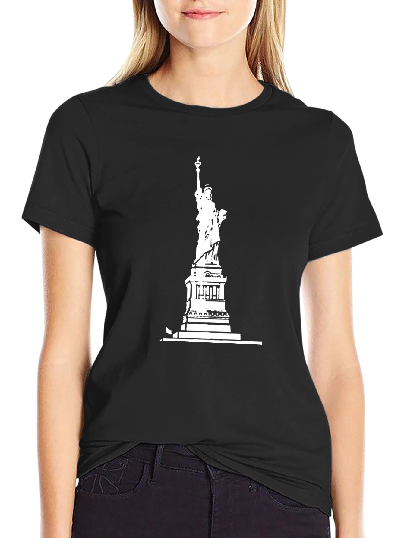 Statue of Liberty Graphic Tee - Black Cotton Shirt