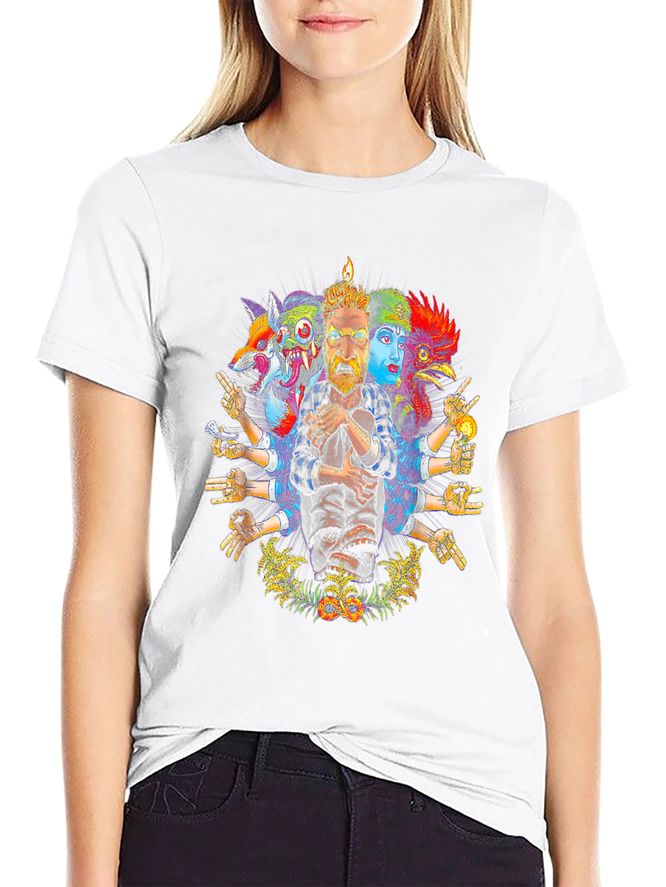 Surreal Artistic Graphic Print Crew Neck T-Shirt