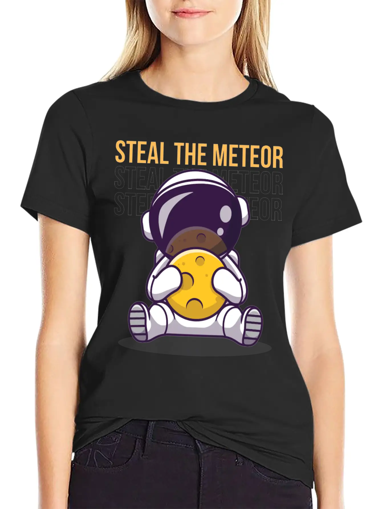 "Steal The Meteor" By A 5 Yr Old Unisex Casual T-Shirt – Clean Design For Daily Comfort