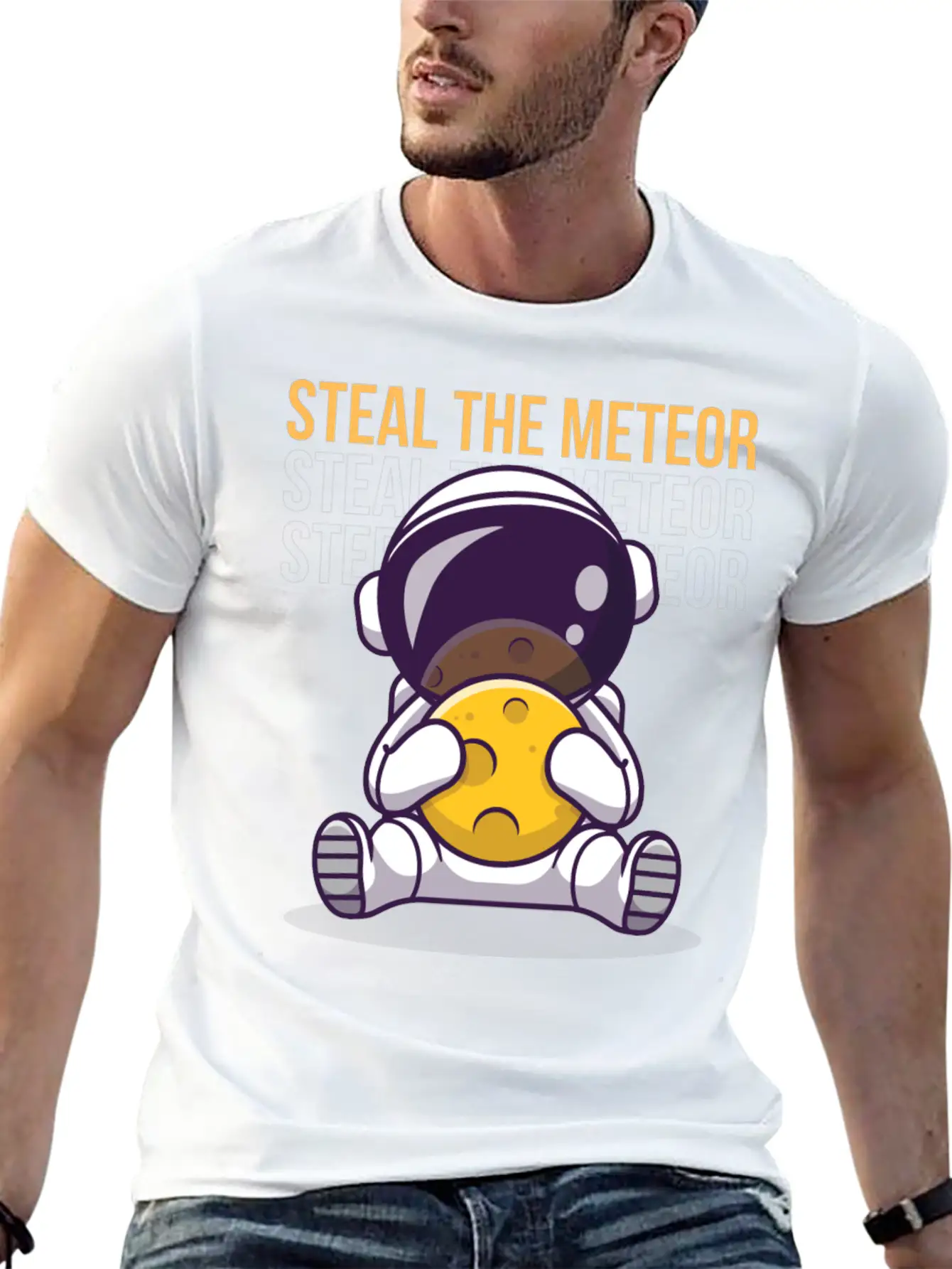 "Steal The Meteor" By A 5 Yr Old Unisex Casual T-Shirt – Clean Design For Daily Comfort