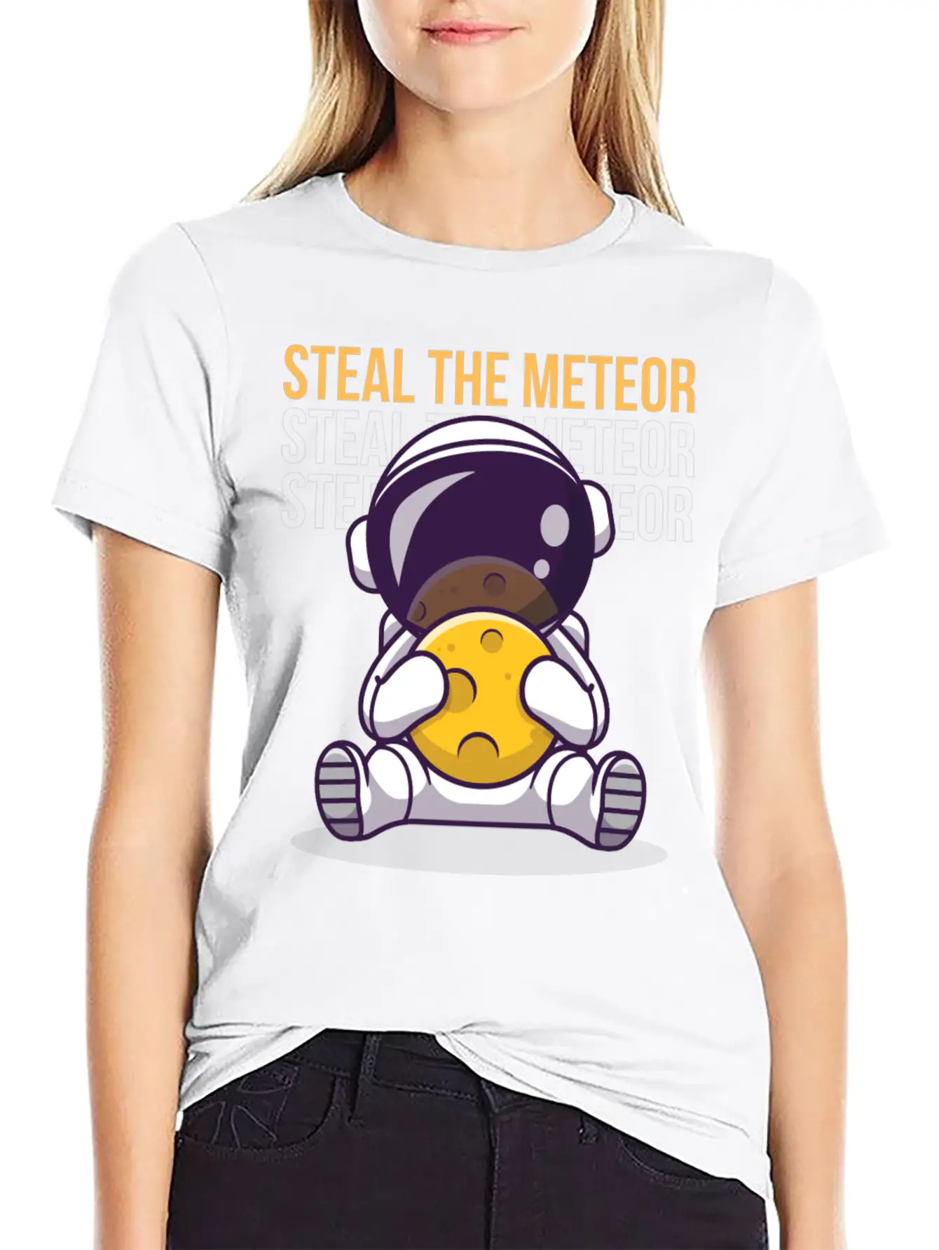 "Steal The Meteor" By A 5 Yr Old Unisex Casual T-Shirt – Clean Design For Daily Comfort