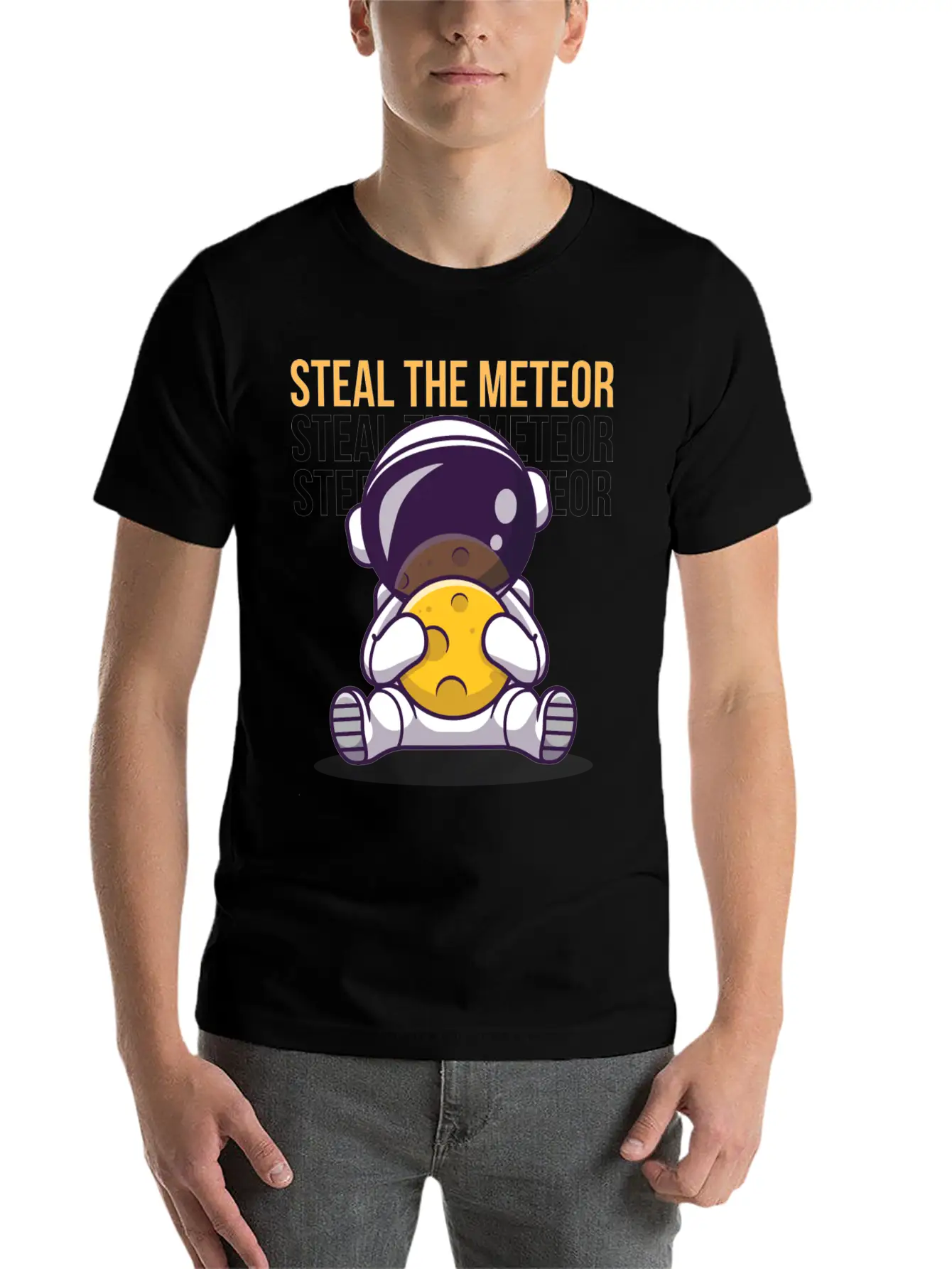 "Steal The Meteor" By A 5 Yr Old Unisex Casual T-Shirt – Clean Design For Daily Comfort