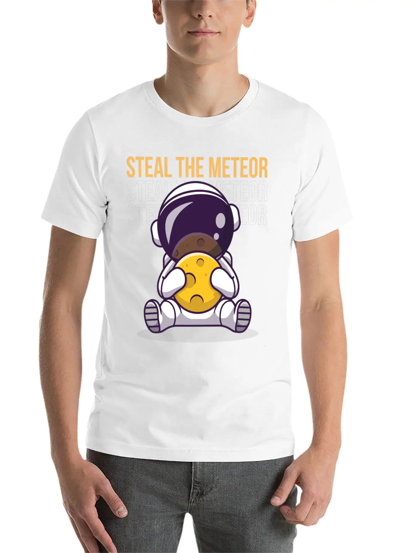 "Steal The Meteor" By A 5 Yr Old Unisex Casual T-Shirt – Clean Design For Daily Comfort