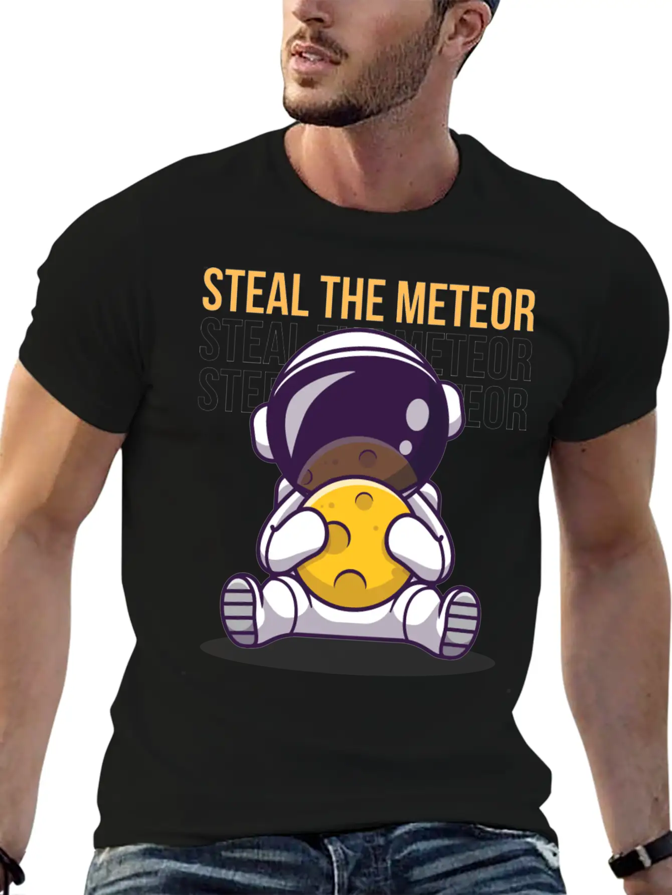 "Steal The Meteor" By A 5 Yr Old Unisex Casual T-Shirt – Clean Design For Daily Comfort