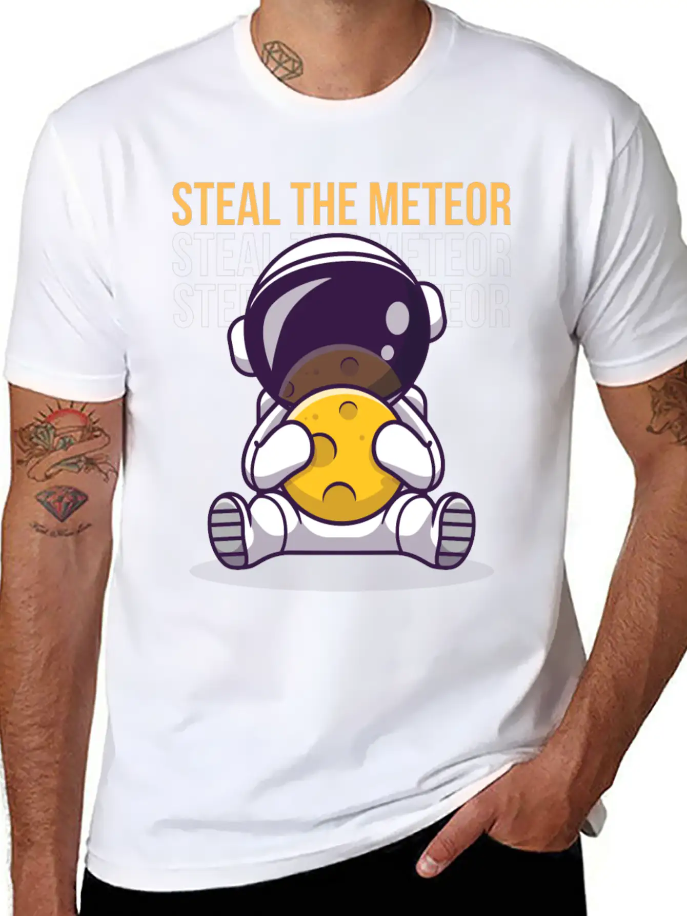 "Steal The Meteor" By A 5 Yr Old Unisex Casual T-Shirt – Clean Design For Daily Comfort
