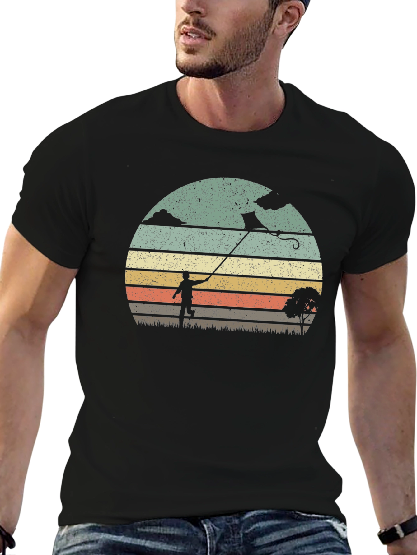 Retro Kite Flying Graphic T-Shirt