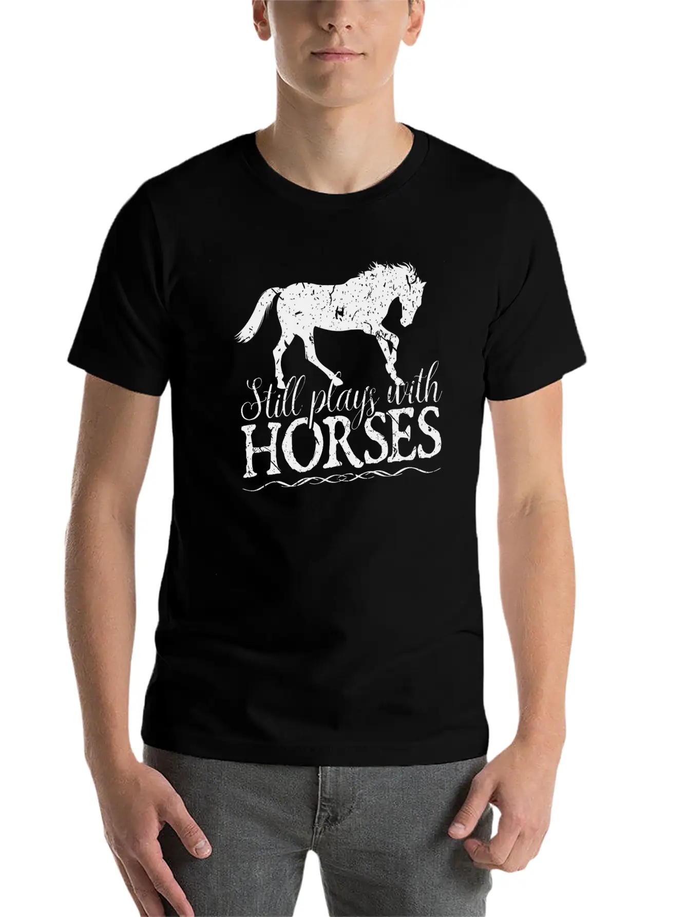 Still Plays With Horses Rider Equestrian Unisex Casual T-Shirt – Clean Design For Daily Comfort