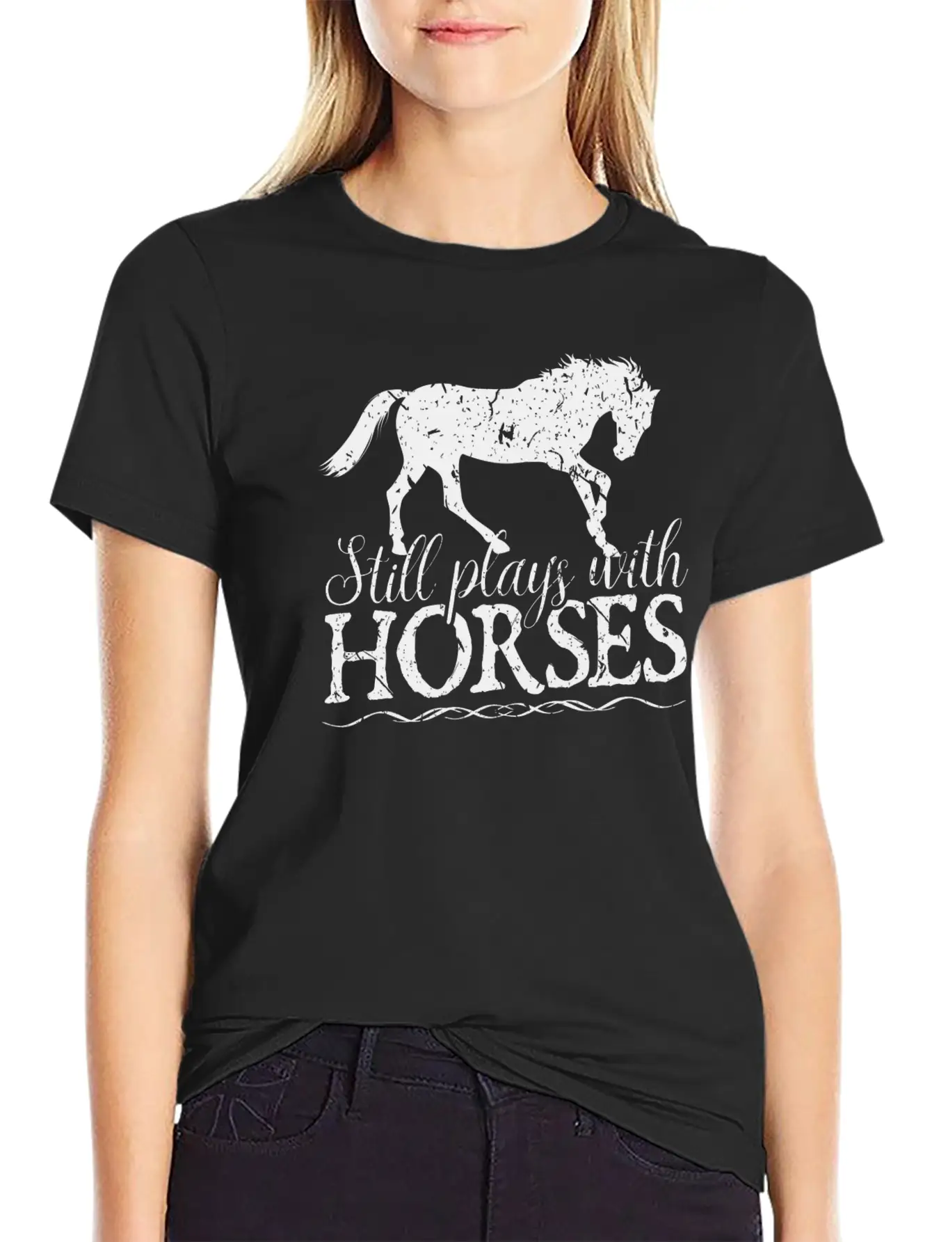 Still Plays With Horses Rider Equestrian Unisex Casual T-Shirt – Clean Design For Daily Comfort