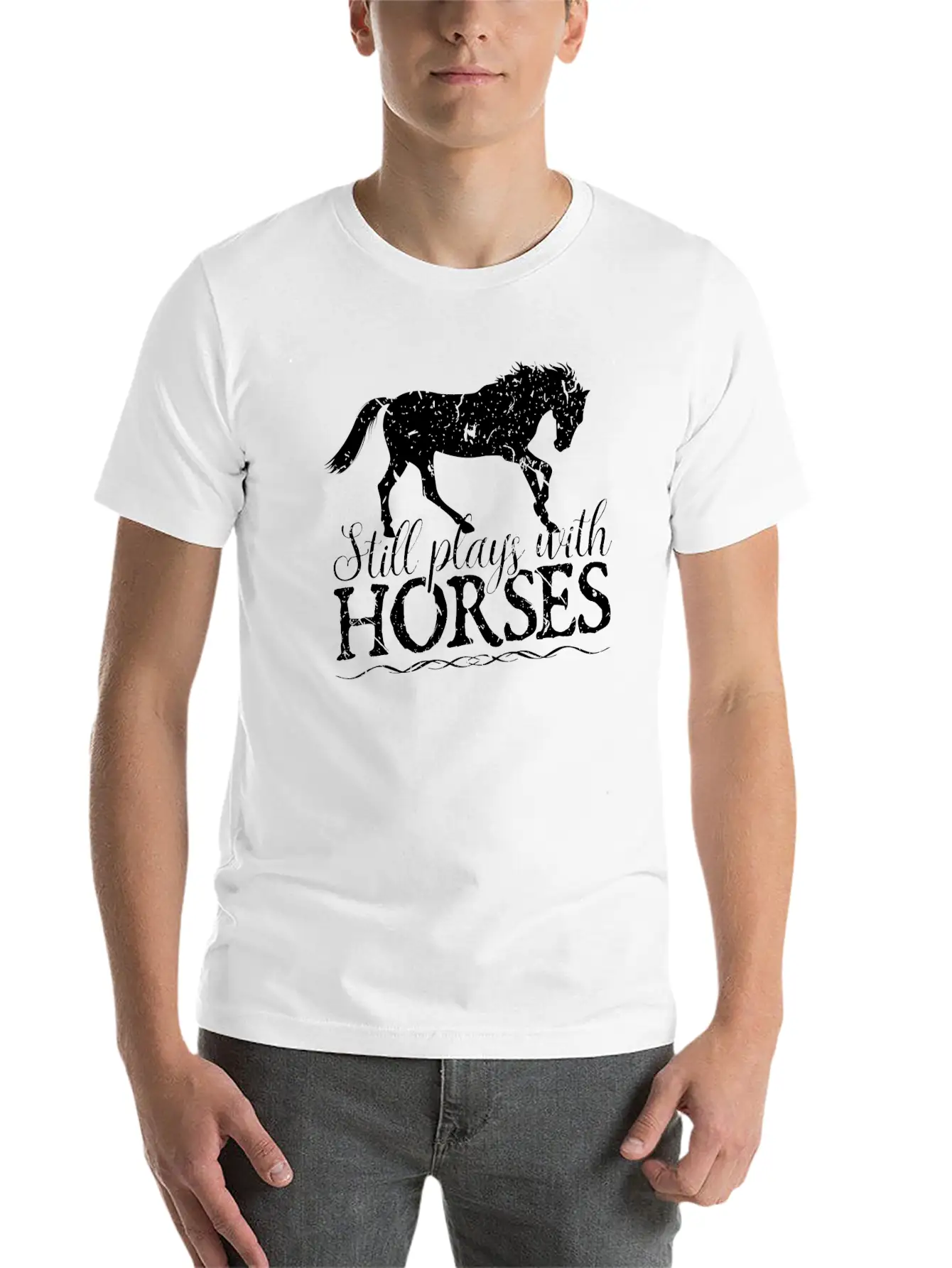 Still Plays With Horses Rider Equestrian Unisex Casual T-Shirt – Clean Design For Daily Comfort