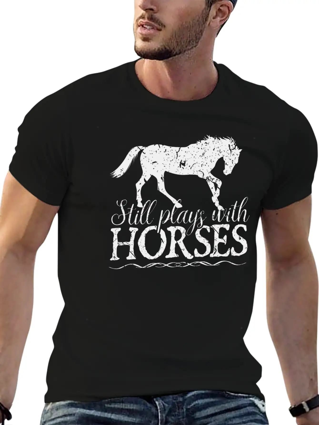Still Plays With Horses Rider Equestrian Unisex Casual T-Shirt – Clean Design For Daily Comfort
