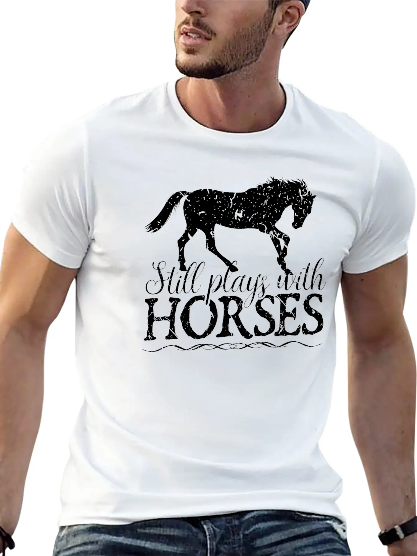 Still Plays With Horses Rider Equestrian Unisex Casual T-Shirt – Clean Design For Daily Comfort