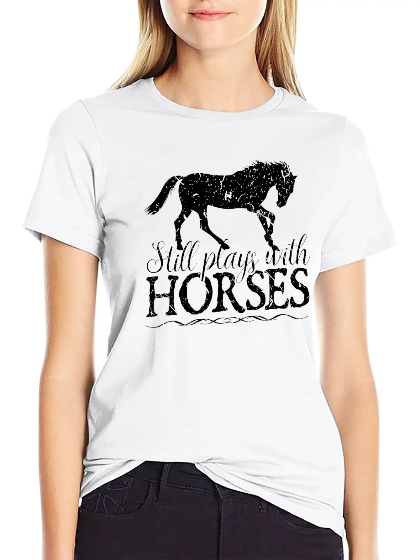 Still Plays With Horses Rider Equestrian Unisex Casual T-Shirt – Clean Design For Daily Comfort
