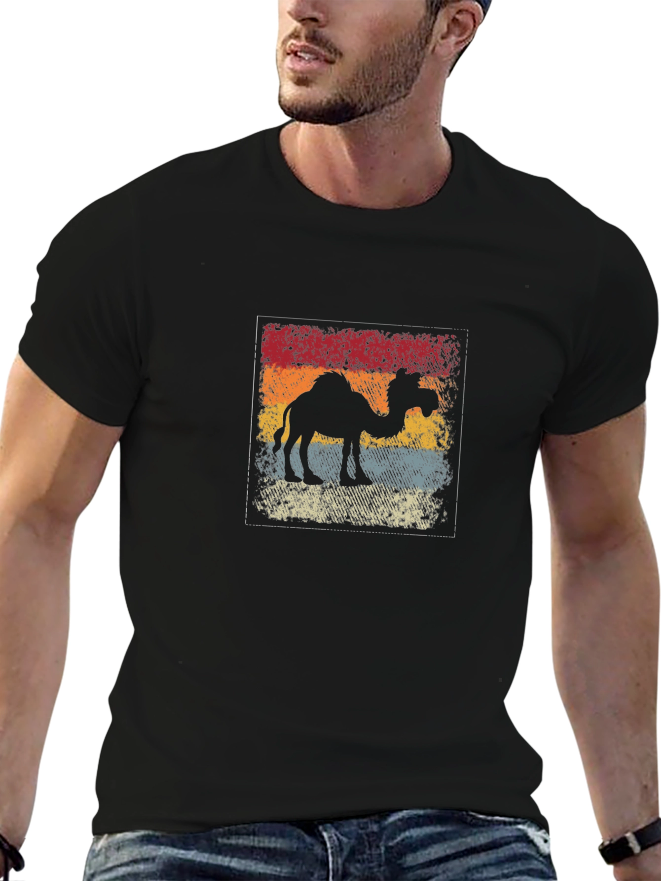 Retro Camel Silhouette Black T-Shirt