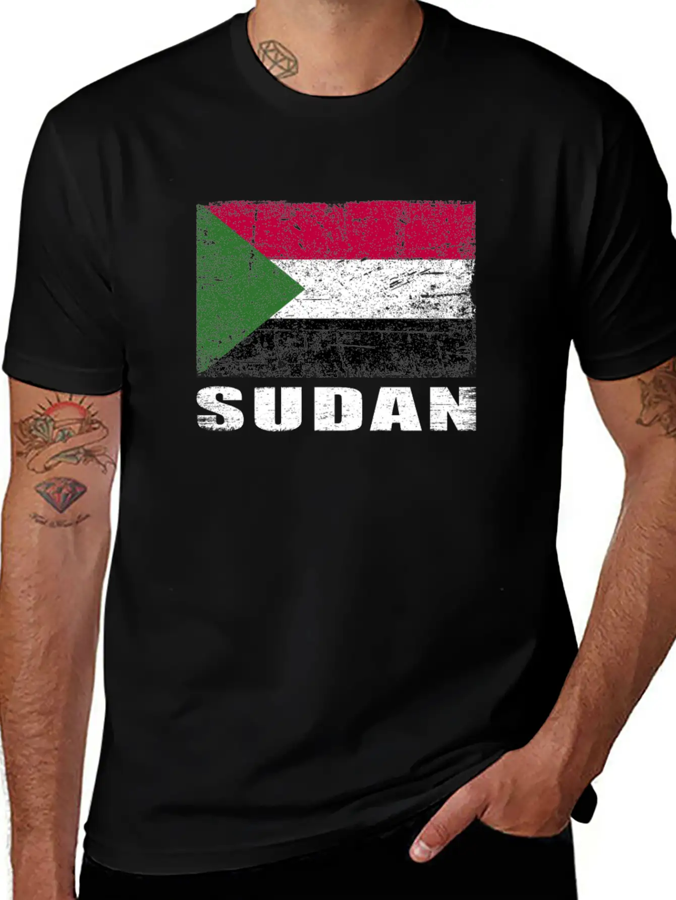 Sudan Flag Grunge Country Flag Sudan Unisex Casual T-Shirt – Clean Design For Daily Comfort