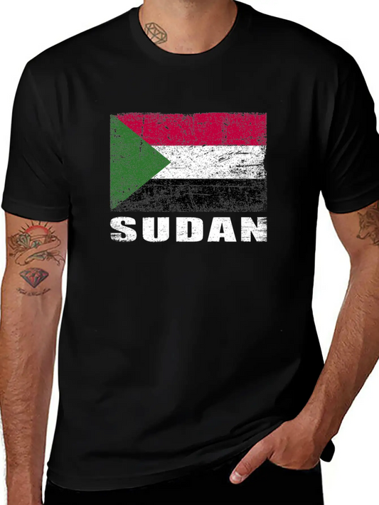 Sudan Flag Grunge Country Flag Sudan Unisex Casual T-Shirt – Clean Design For Daily Comfort