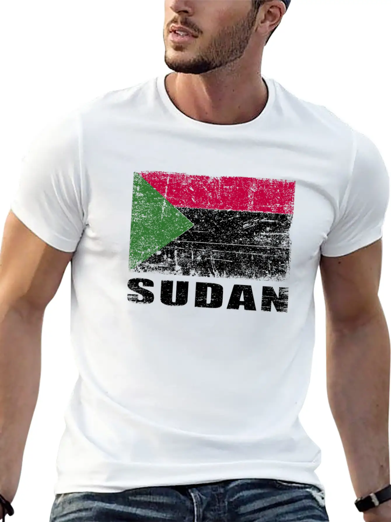 Sudan Flag Grunge Country Flag Sudan Unisex Casual T-Shirt – Clean Design For Daily Comfort
