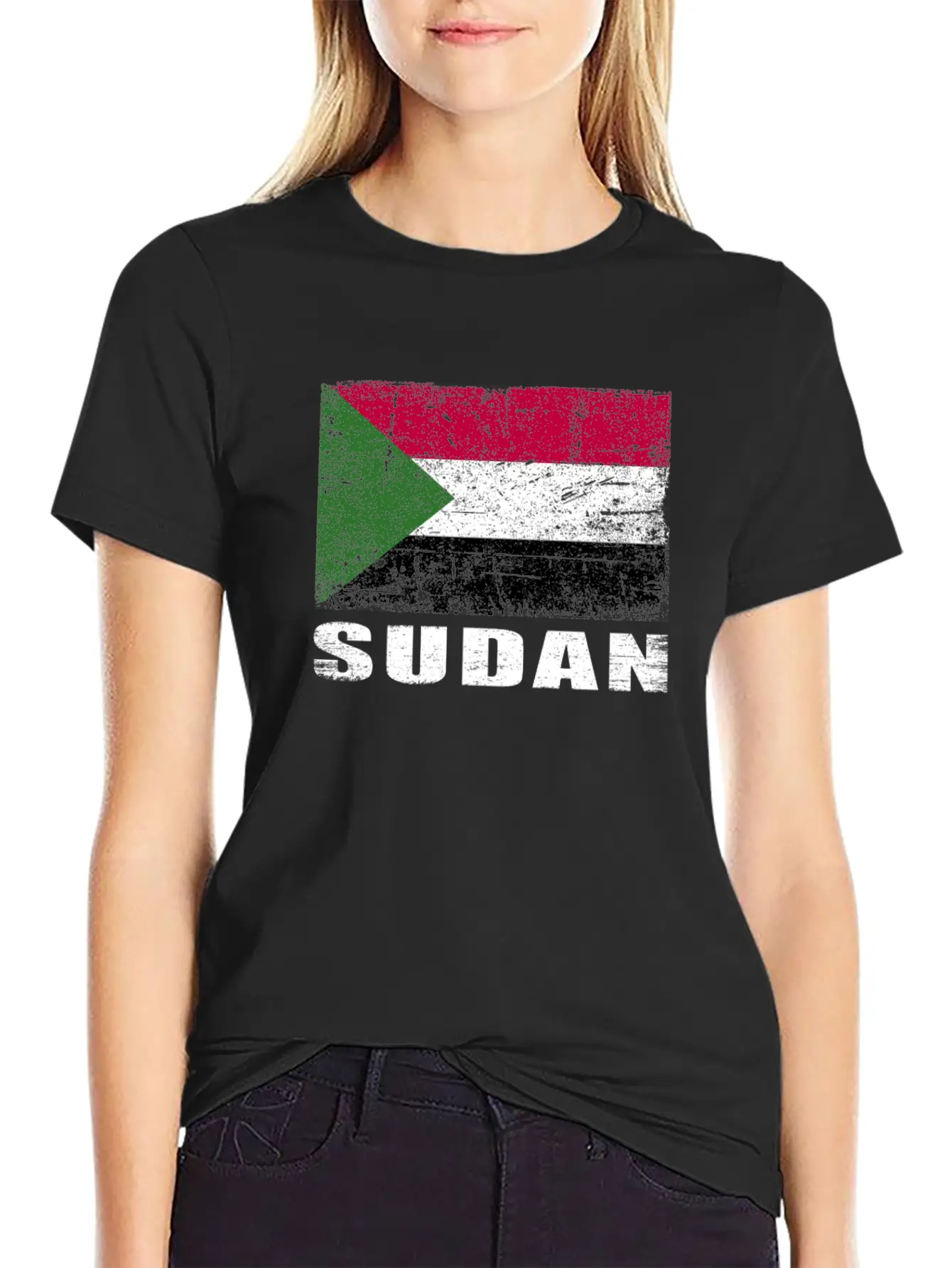 Sudan Flag Grunge Country Flag Sudan Unisex Casual T-Shirt – Clean Design For Daily Comfort
