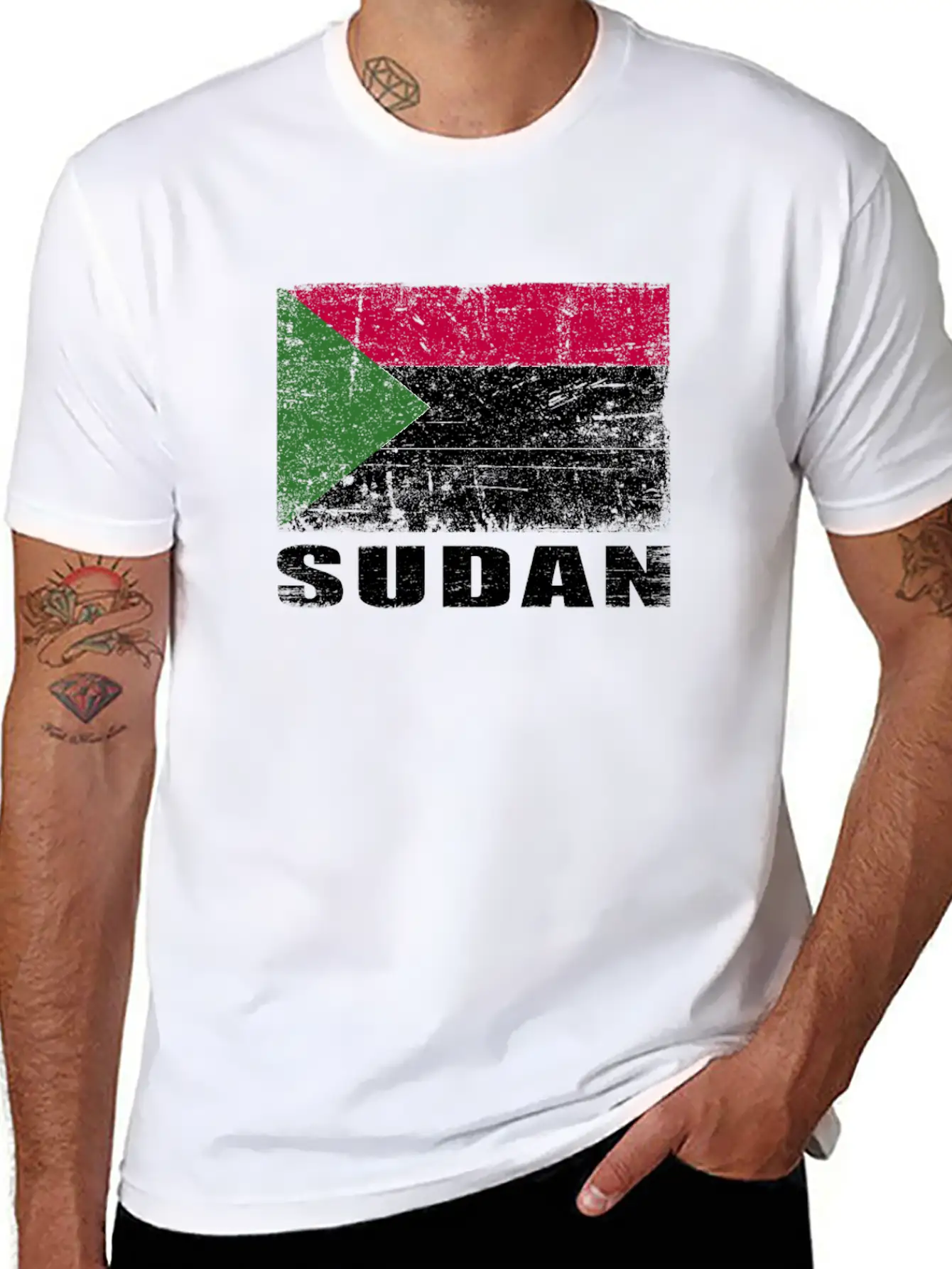 Sudan Flag Grunge Country Flag Sudan Unisex Casual T-Shirt – Clean Design For Daily Comfort