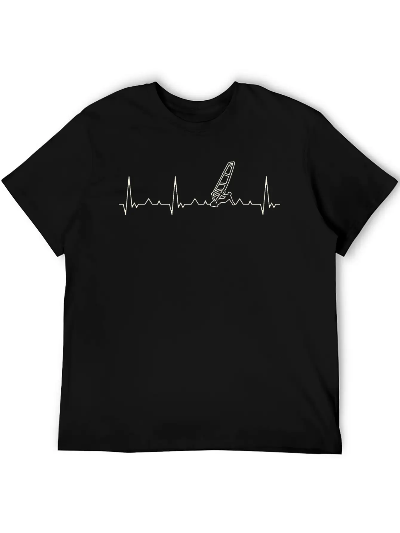 Surfer Windsurfing. Heart. Love. EKG. Pulse. Beat. Unisex Casual T-Shirt – Clean Design For Daily Comfort