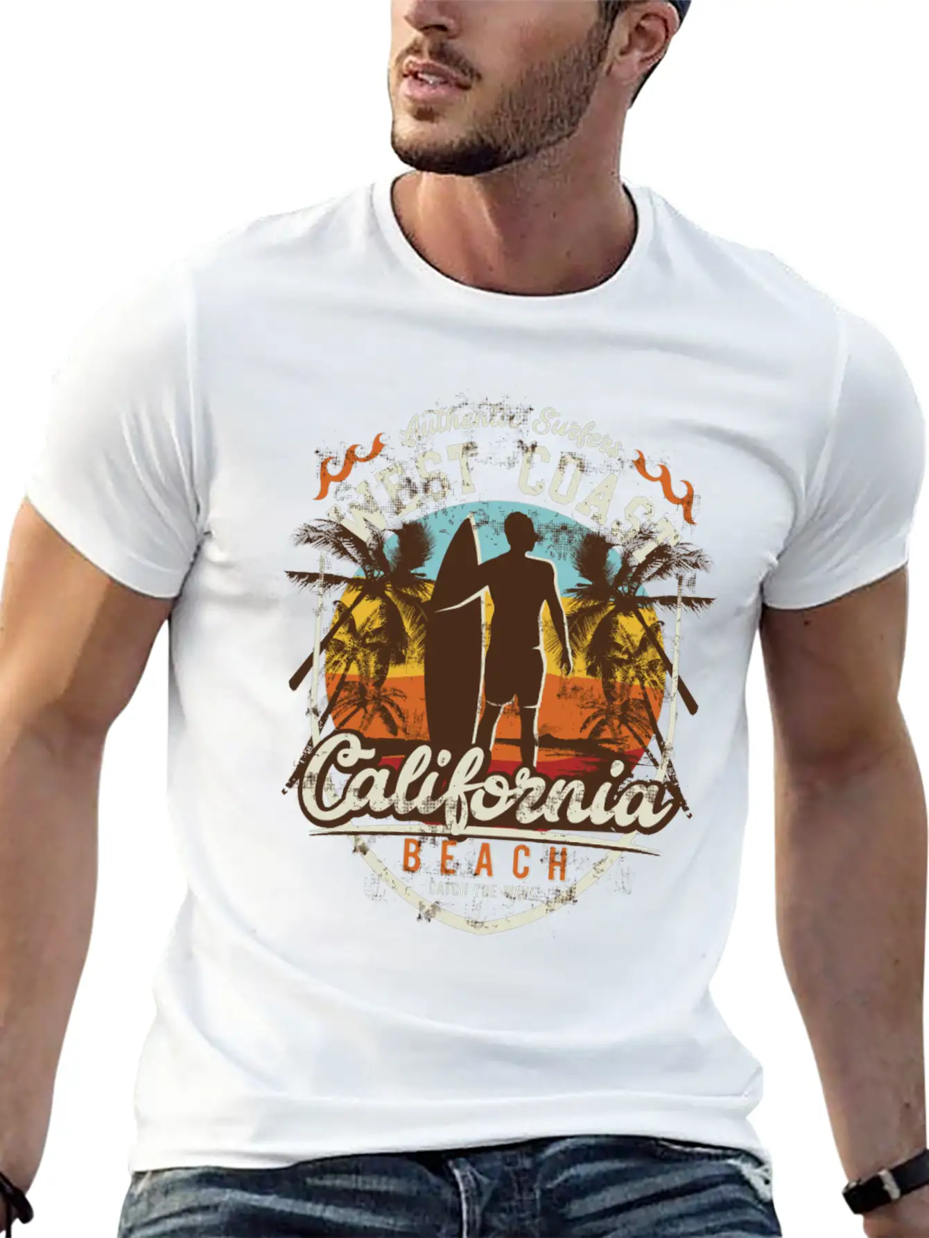 Surfing Surfer West Coast Surfing Strand Beach Unisex Casual T-Shirt – Clean Design For Daily Comfort
