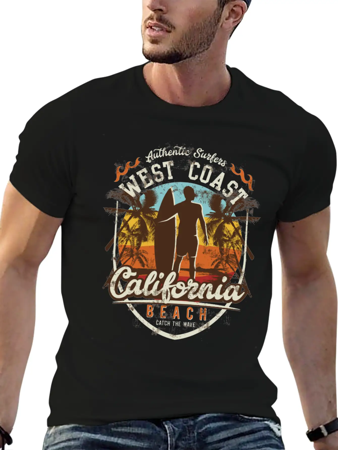 Surfing Surfer West Coast Surfing Strand Beach Unisex Casual T-Shirt – Clean Design For Daily Comfort
