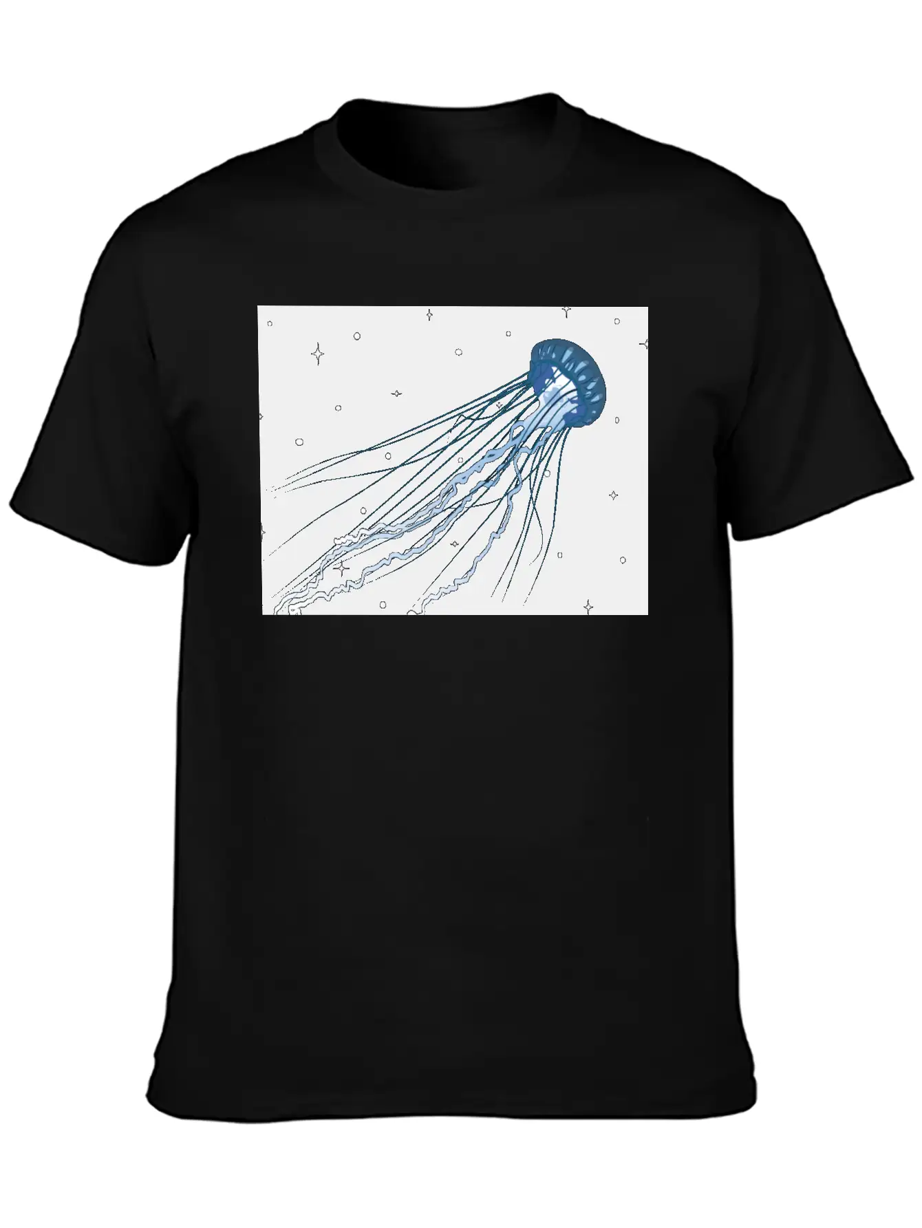 Surreal Jellyfish In Stars | Digital Artwork Unisex Casual T-Shirt – Clean Design For Daily Comfort
