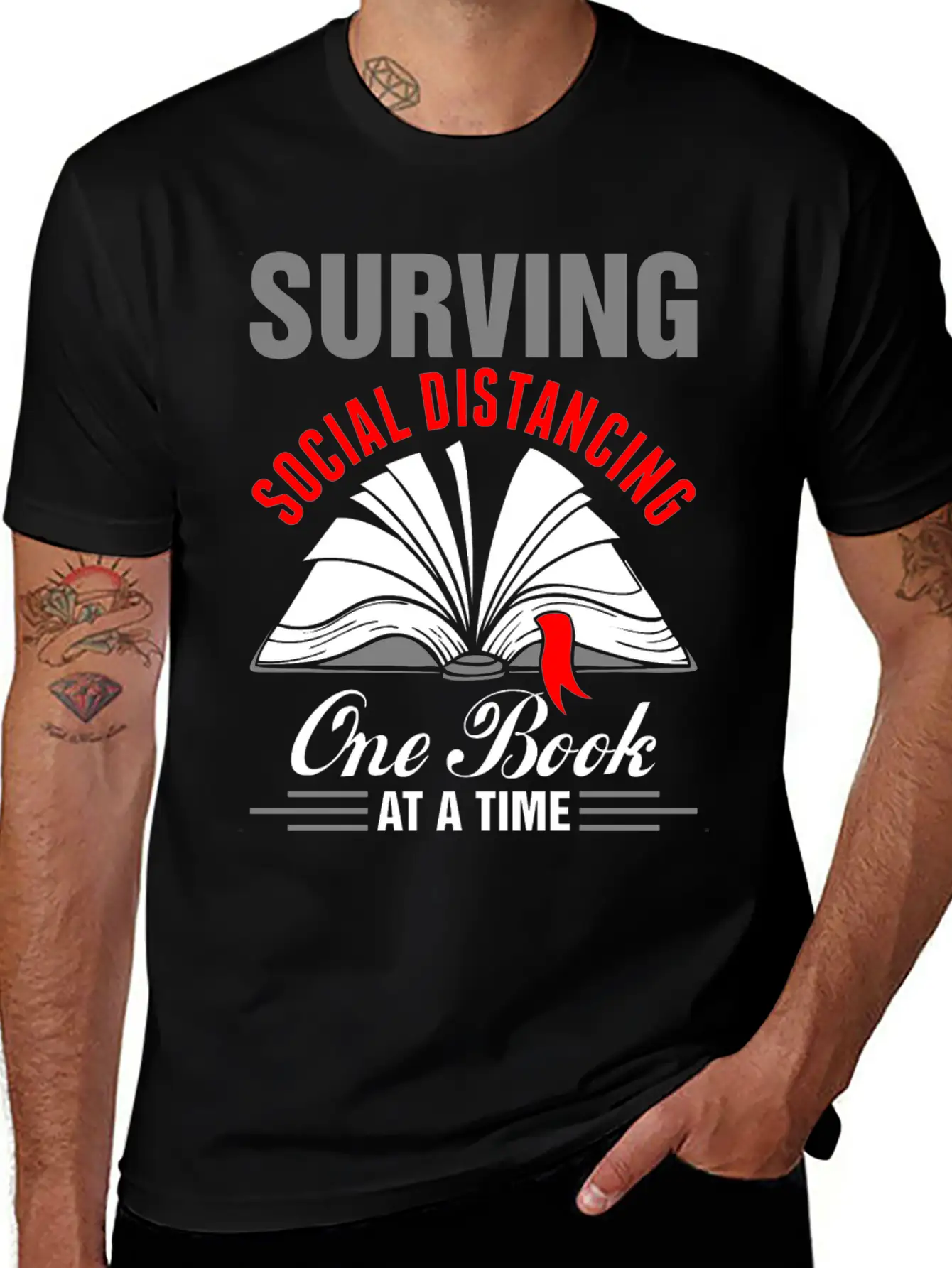 Surviving Social Distancing One Book Time Tshirt Unisex Casual T-Shirt – Clean Design For Daily Comfort