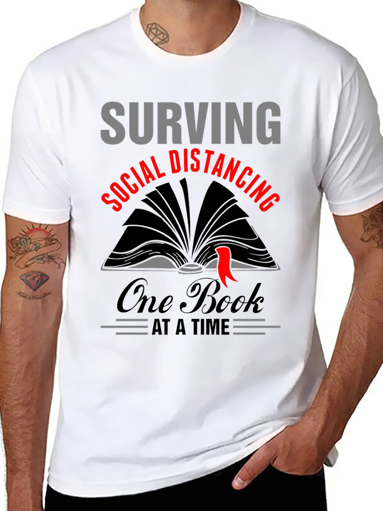 Surviving Social Distancing One Book Time Tshirt Unisex Casual T-Shirt – Clean Design For Daily Comfort