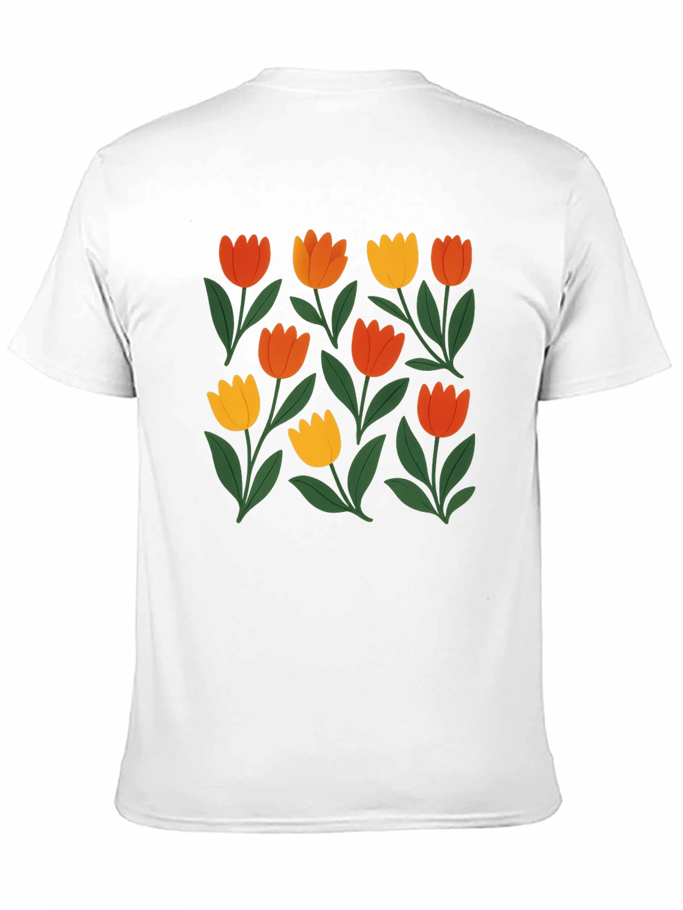 Floral Print Crew Neck Tee - Black