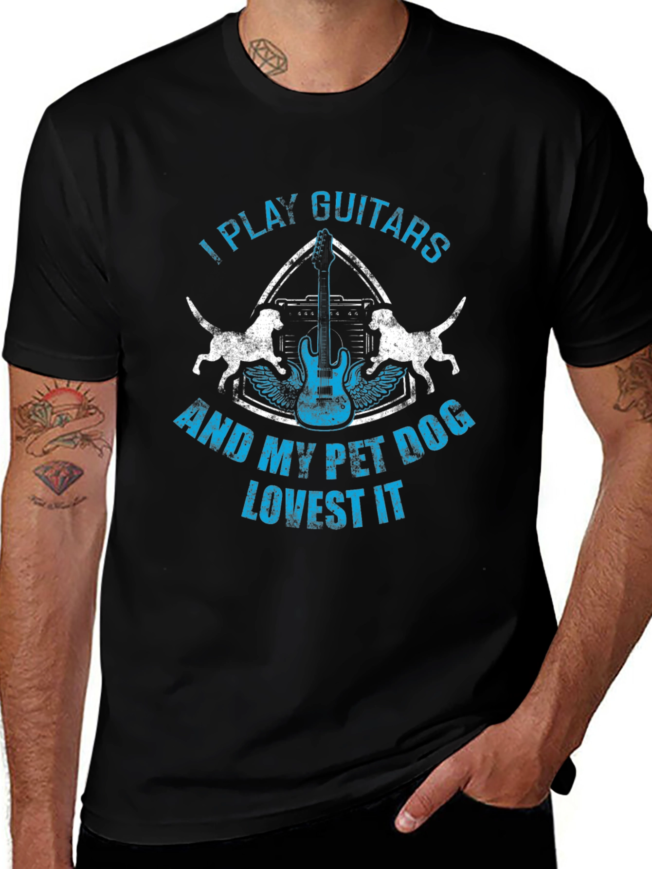 Guitar & Dog Lover Graphic Tee