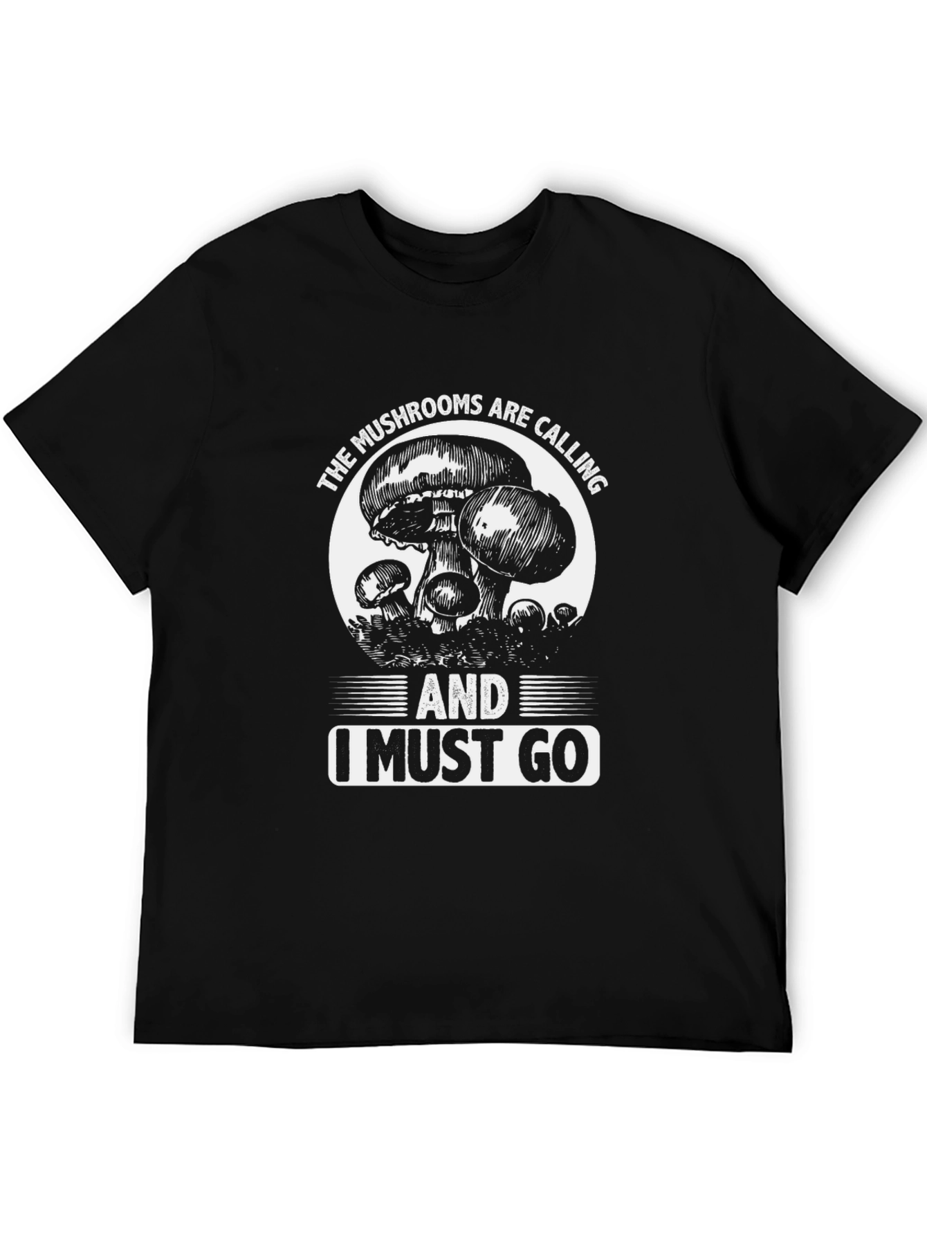 Mushroom Calling Black Graphic T-Shirt