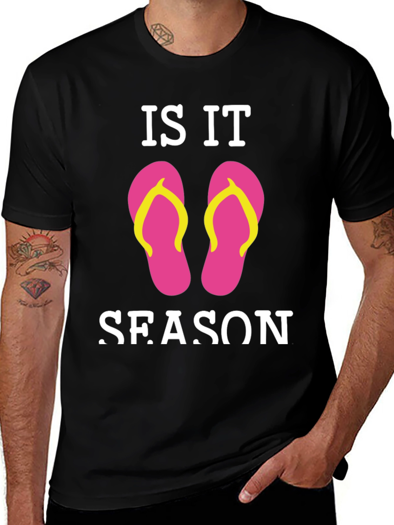 Is It Flip Flop Season Black T-Shirt