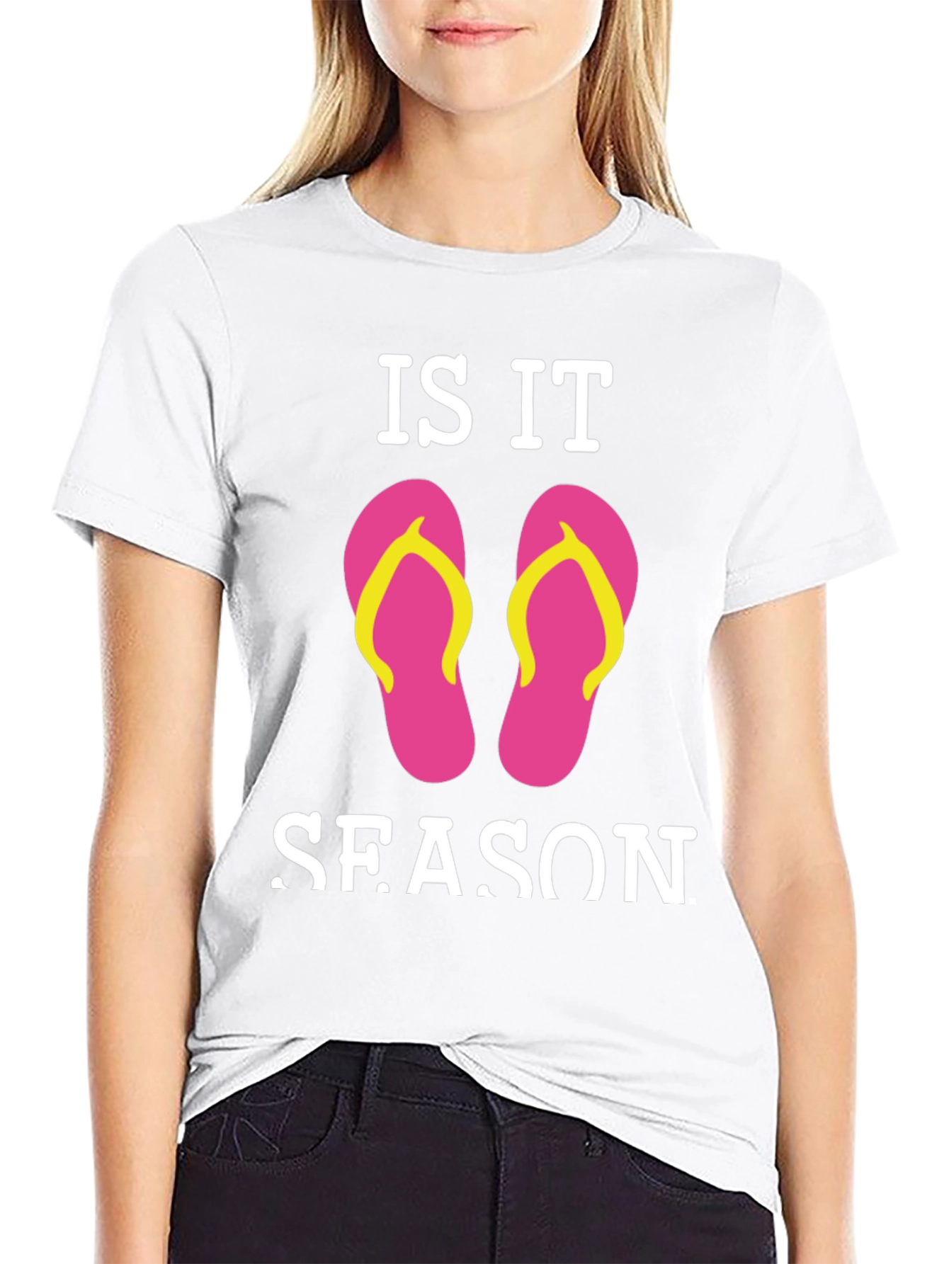 Is It Flip Flop Season Black T-Shirt