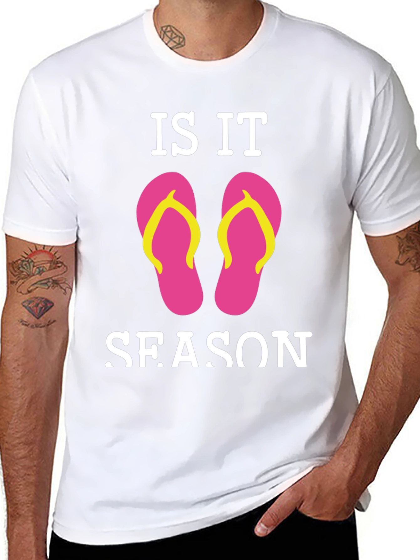 Is It Flip Flop Season Black T-Shirt