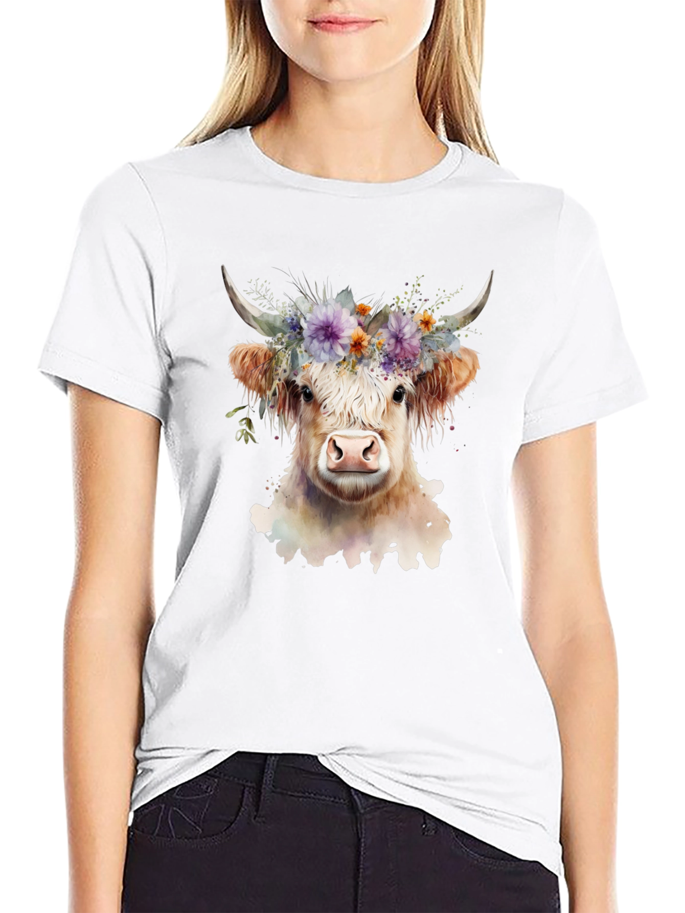 Floral Cow Graphic Tee - Unisex Soft Cotton