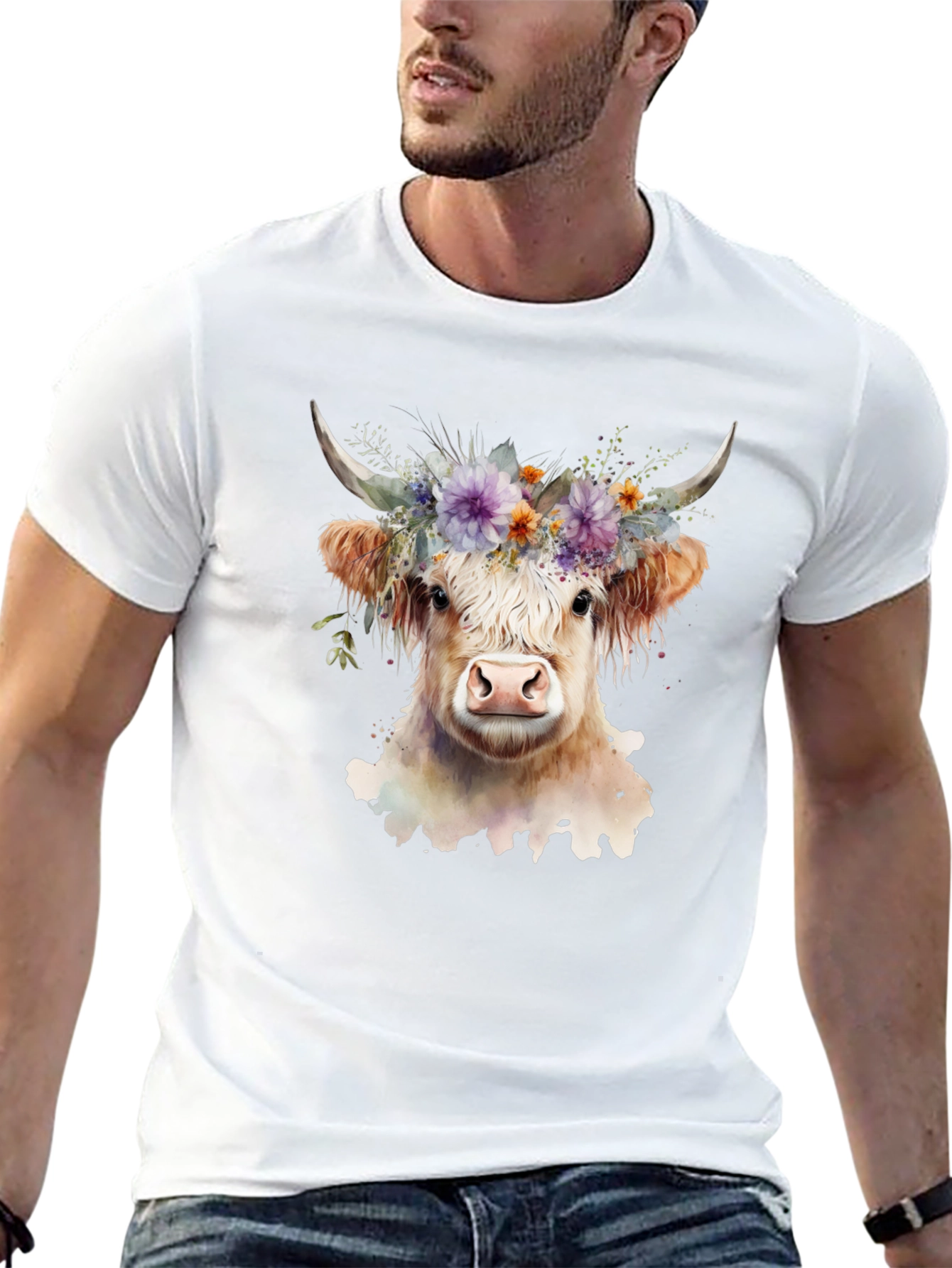 Floral Cow Graphic Tee - Unisex Soft Cotton