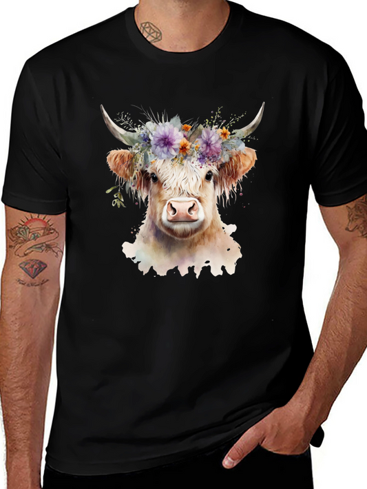 Floral Cow Graphic Tee - Unisex Soft Cotton