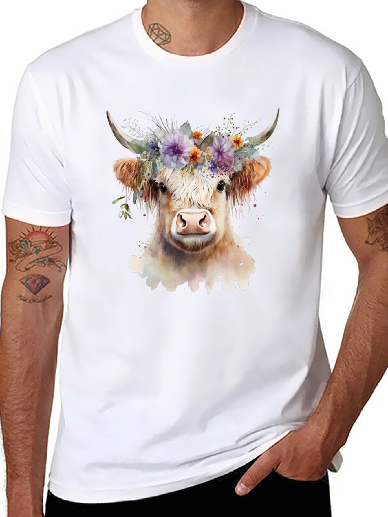 Floral Cow Graphic Tee - Unisex Soft Cotton