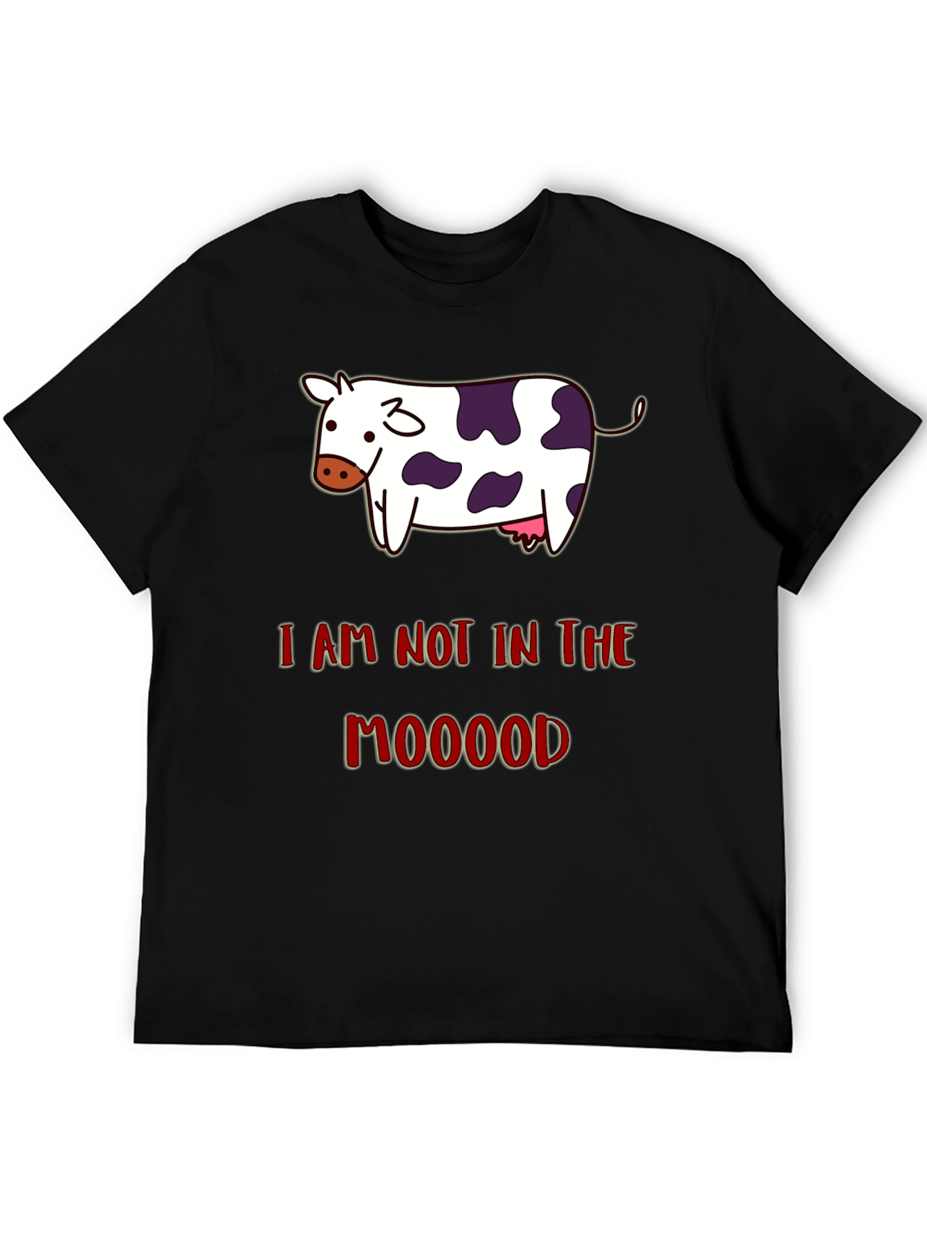 Funny Not in the Mooood Cow Graphic T-Shirt