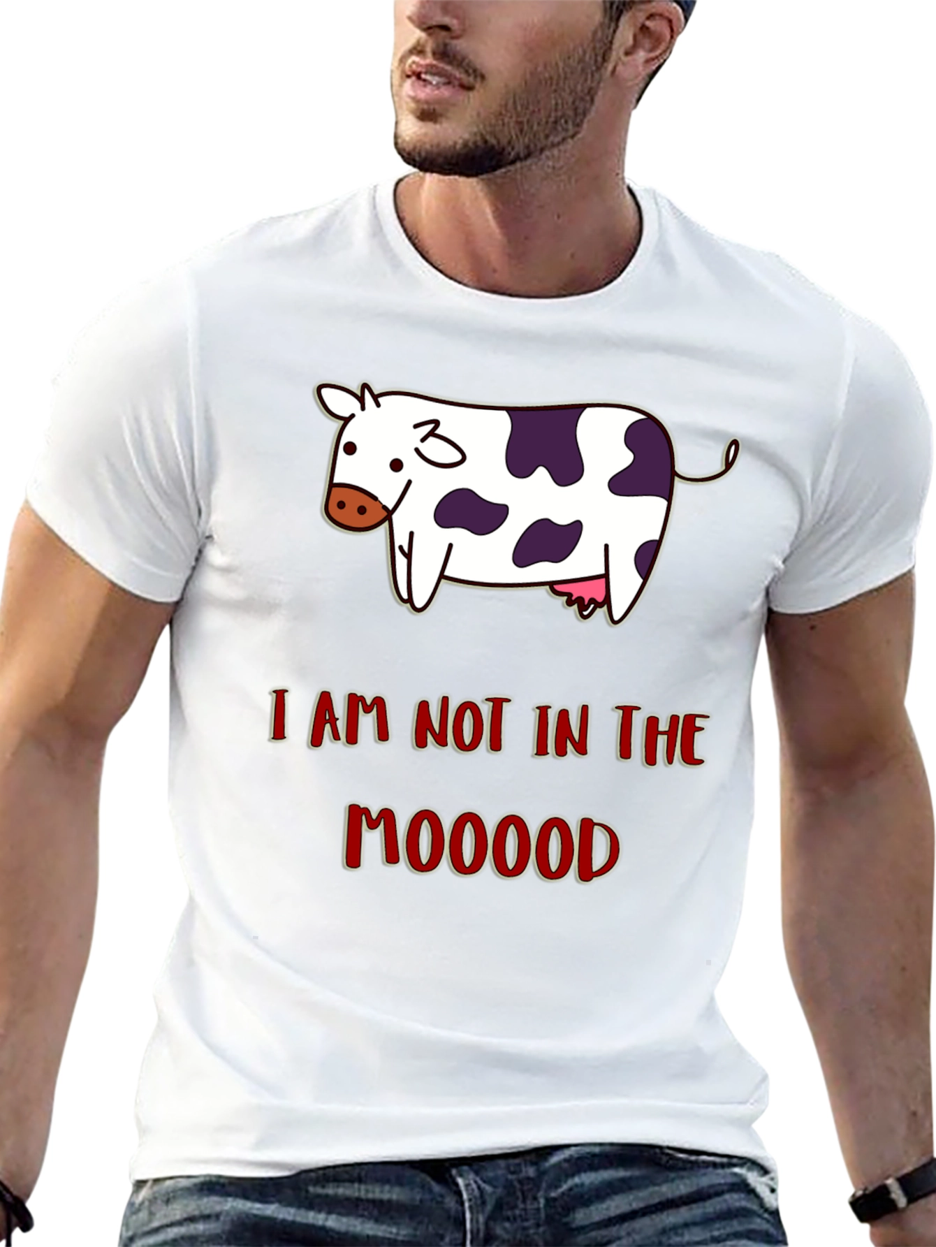 Funny Not in the Mooood Cow Graphic T-Shirt