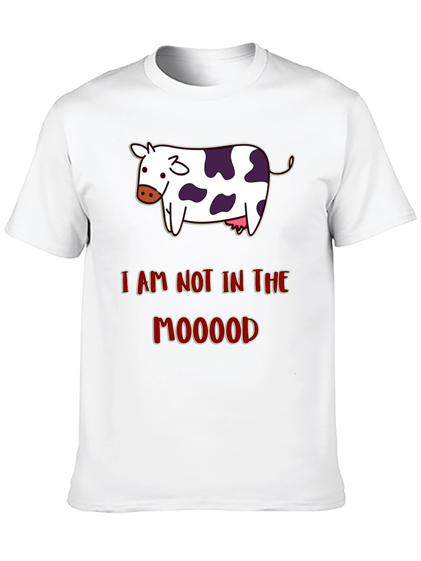 Funny Not in the Mooood Cow Graphic T-Shirt