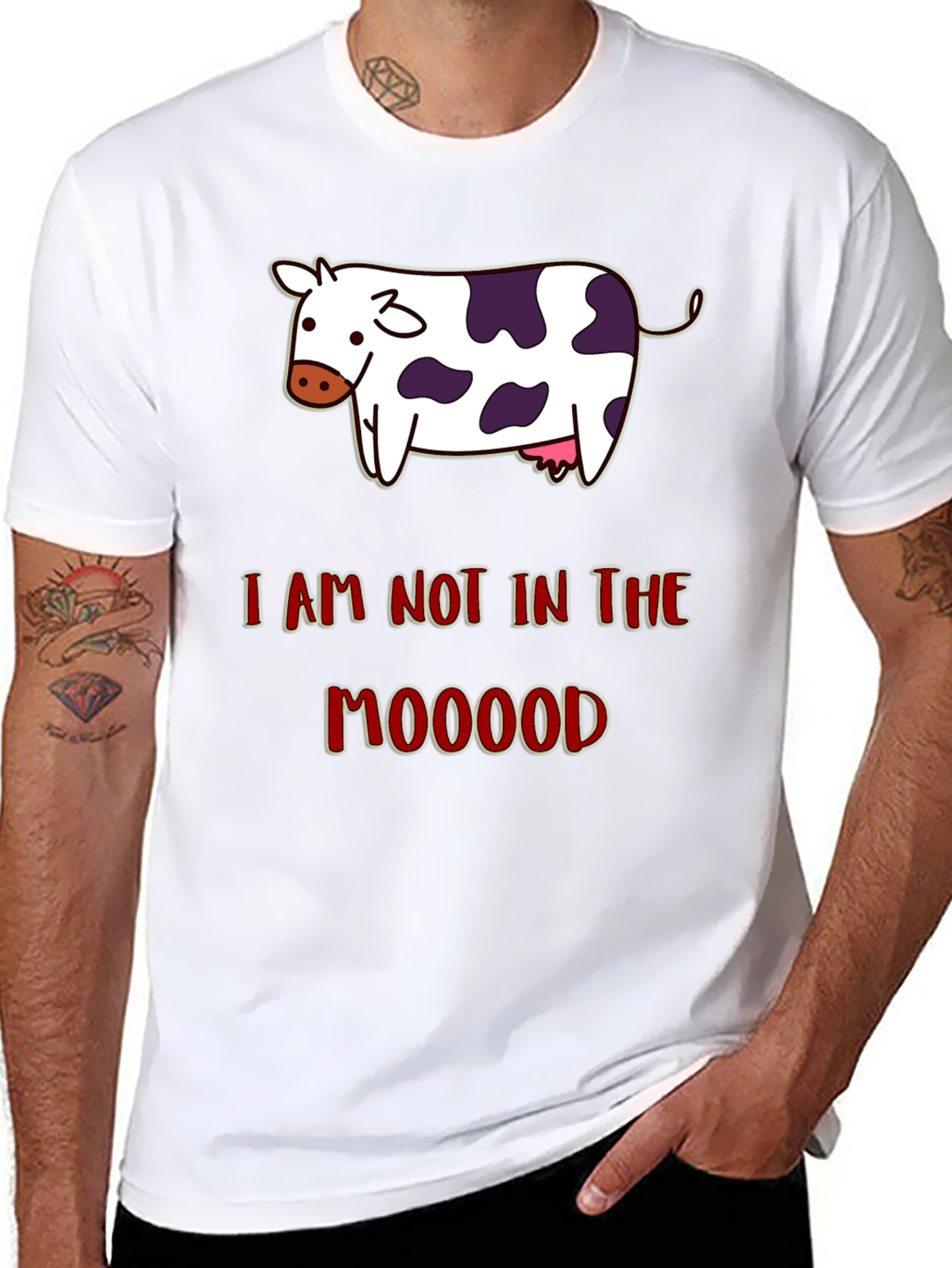 Funny Not in the Mooood Cow Graphic T-Shirt