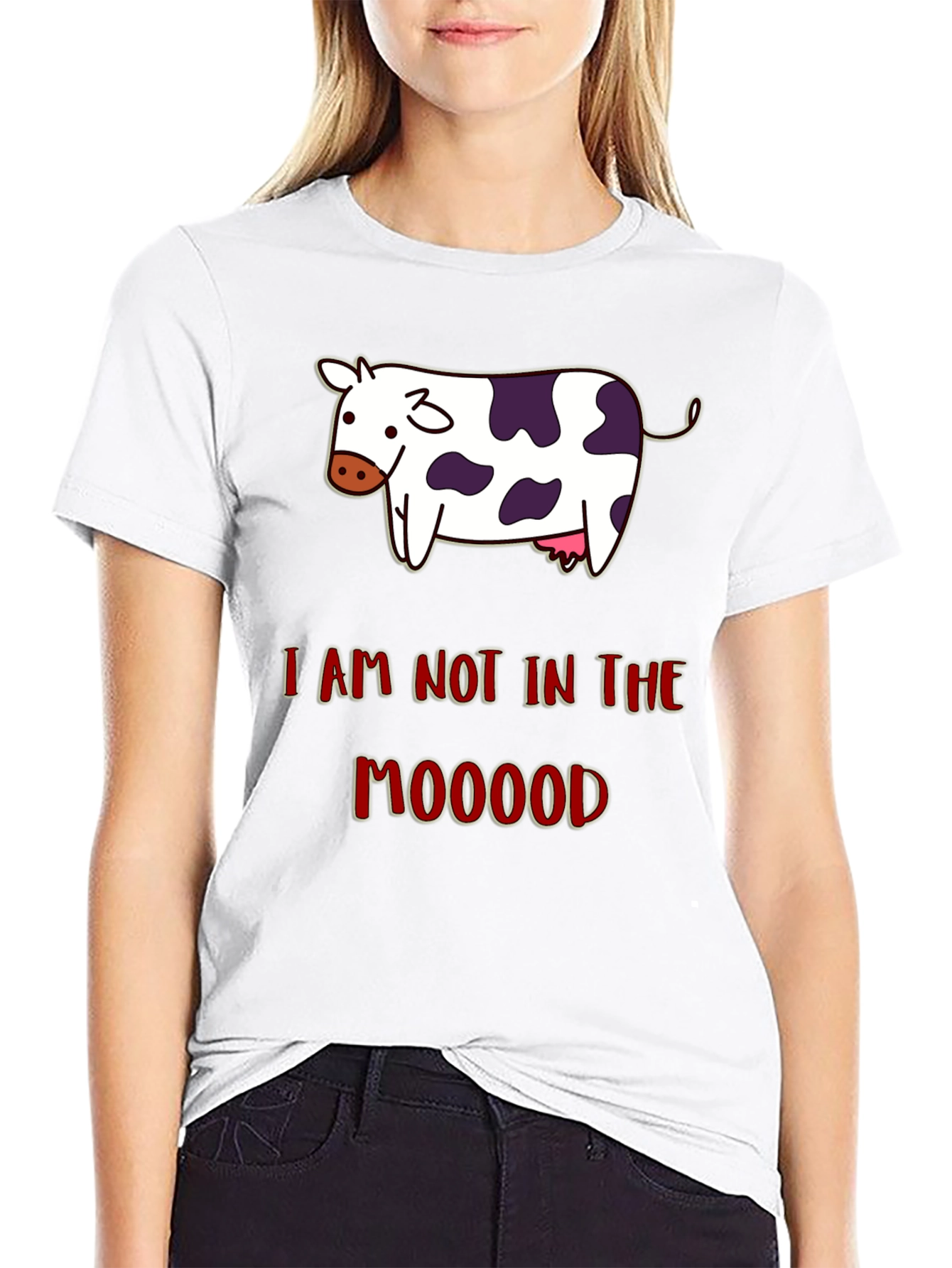 Funny Not in the Mooood Cow Graphic T-Shirt