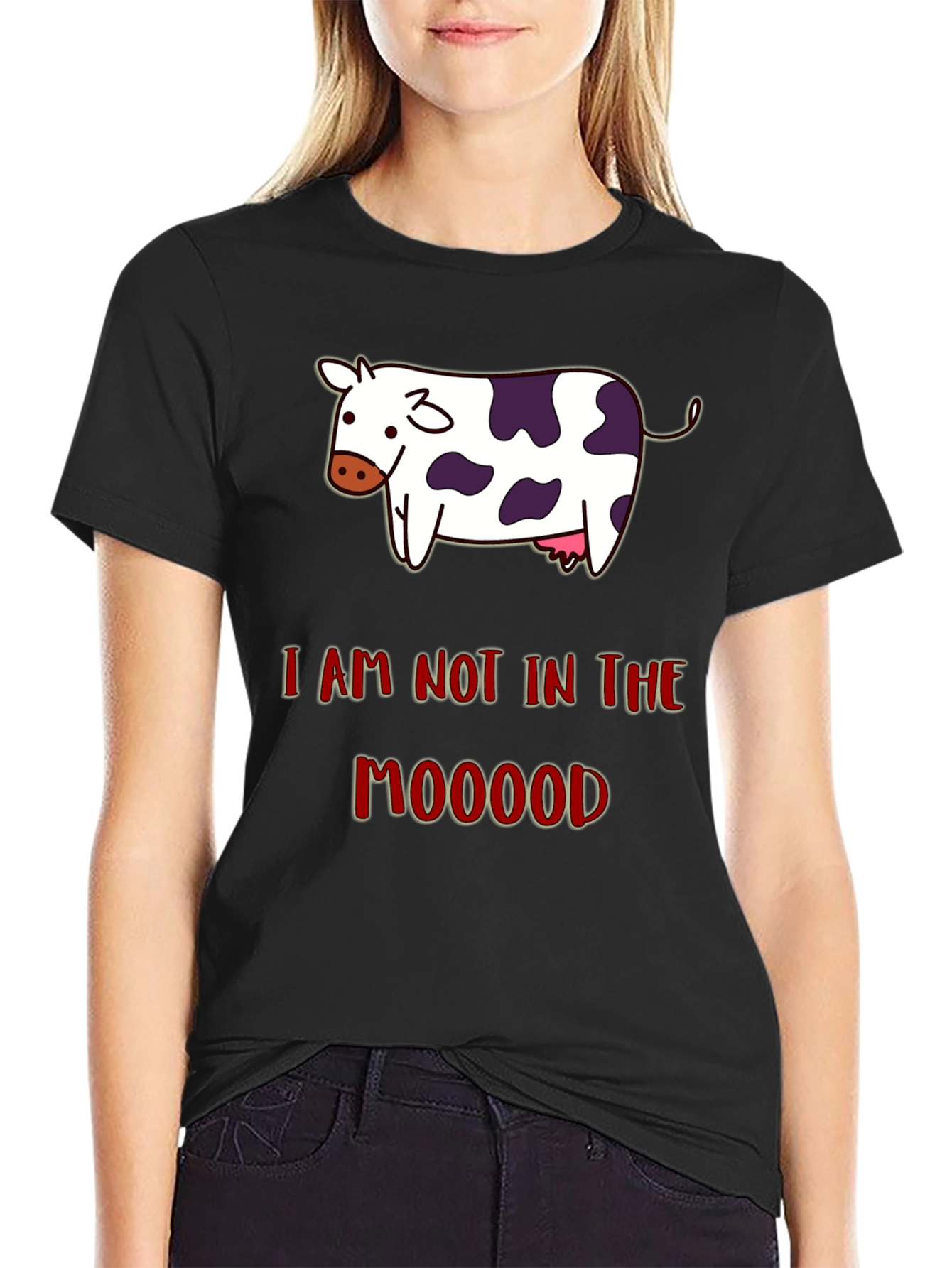 Funny Not in the Mooood Cow Graphic T-Shirt