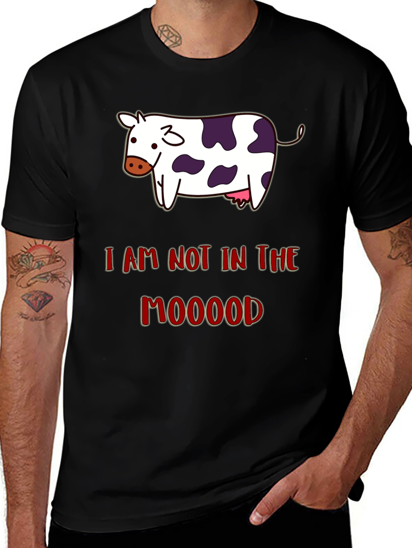 Funny Not in the Mooood Cow Graphic T-Shirt