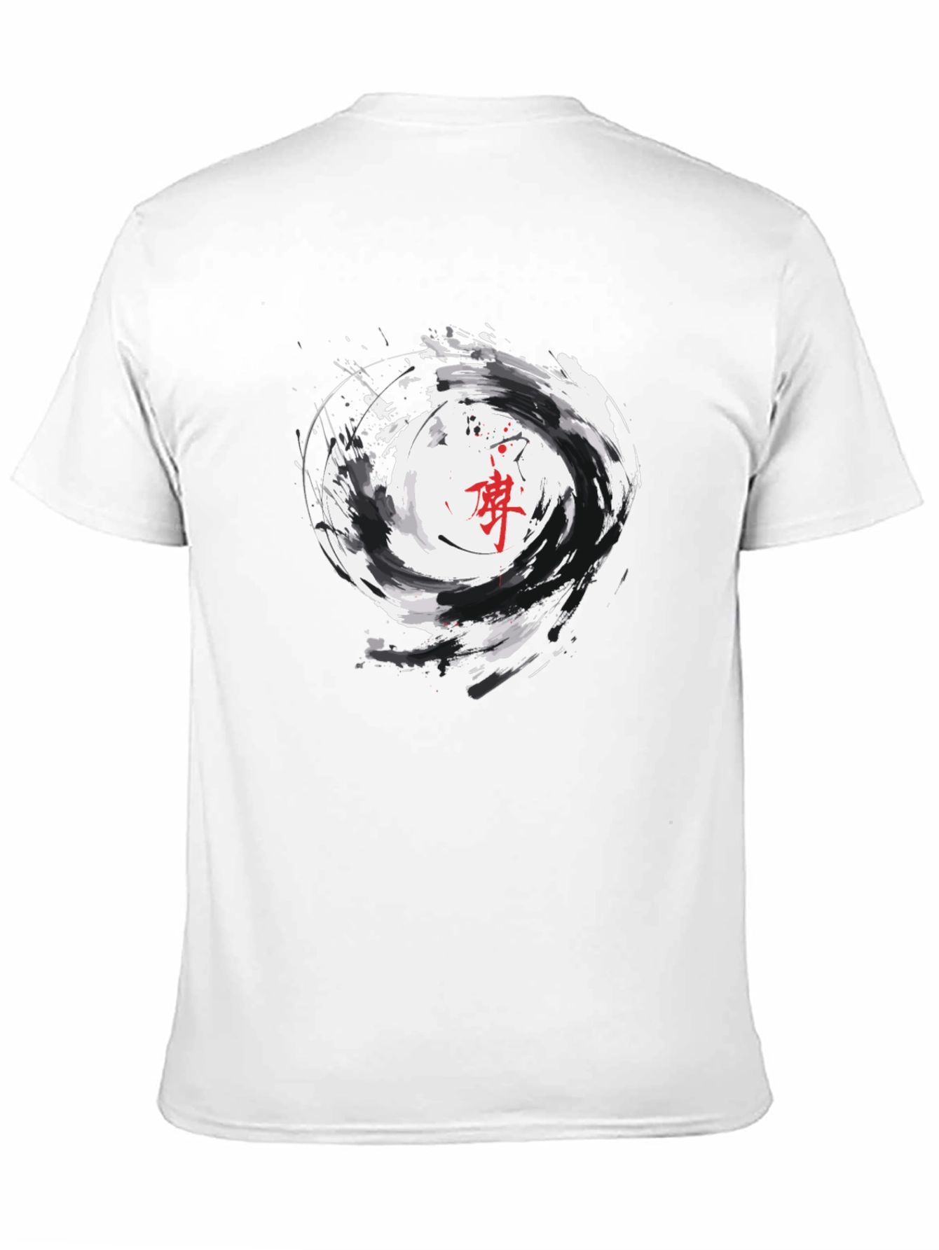 Black Graphic Tee with Asian Inspired Swirl Design