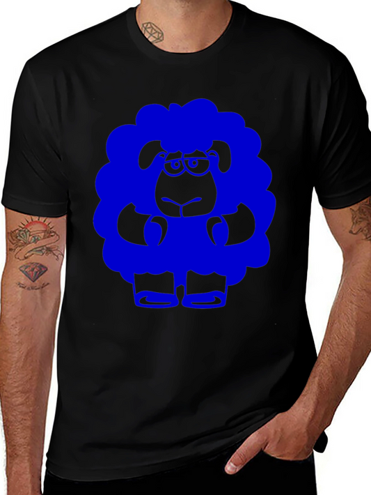 Blue Sheep Graphic Tee - Black Cotton T-Shirt
